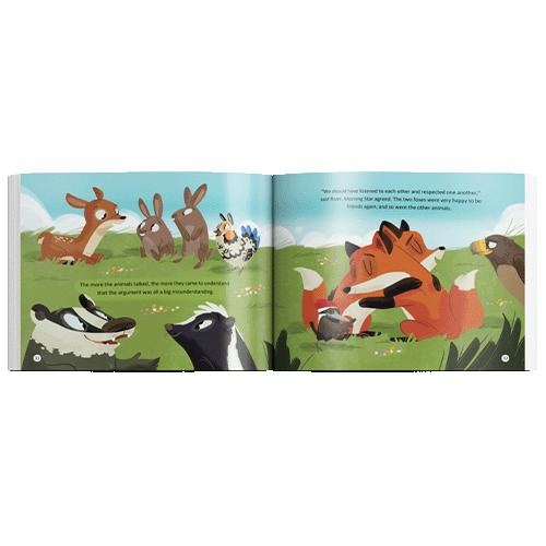 Photo of Inside pages of 'Le Cercle De Partage', this french canadian indigenous children's books, written By Theresa “Corky” Larsen-Jonasson Medicine Wheel Education